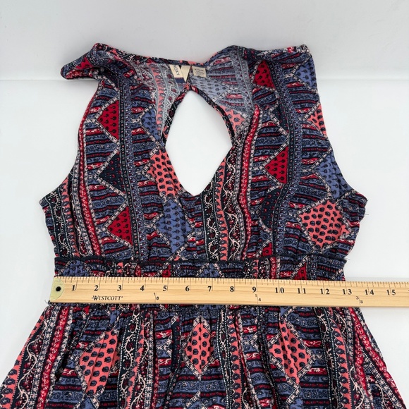 Roxy Dress Women XL Blue Pink Sleeveless Open Back Boho Peasant Hippie Cottage - Picture 9 of 11